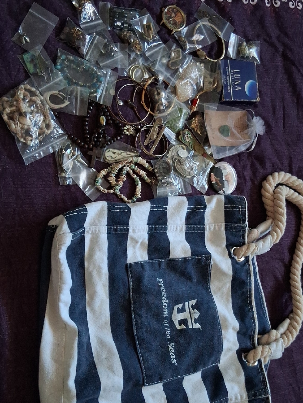 Jewelry assortment W/ Caribbean Tote
